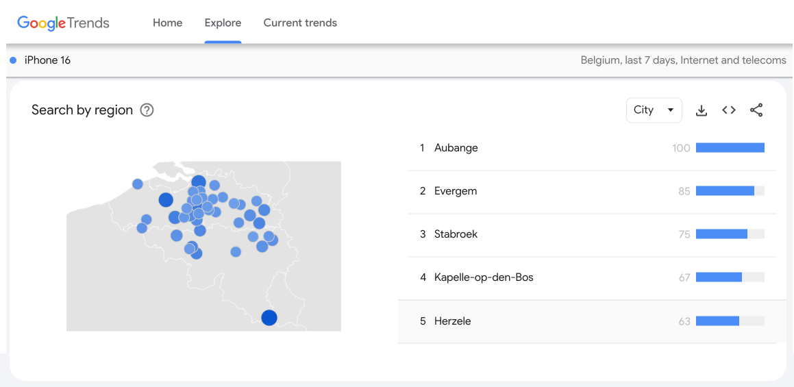 iPhone 16 belgium trends