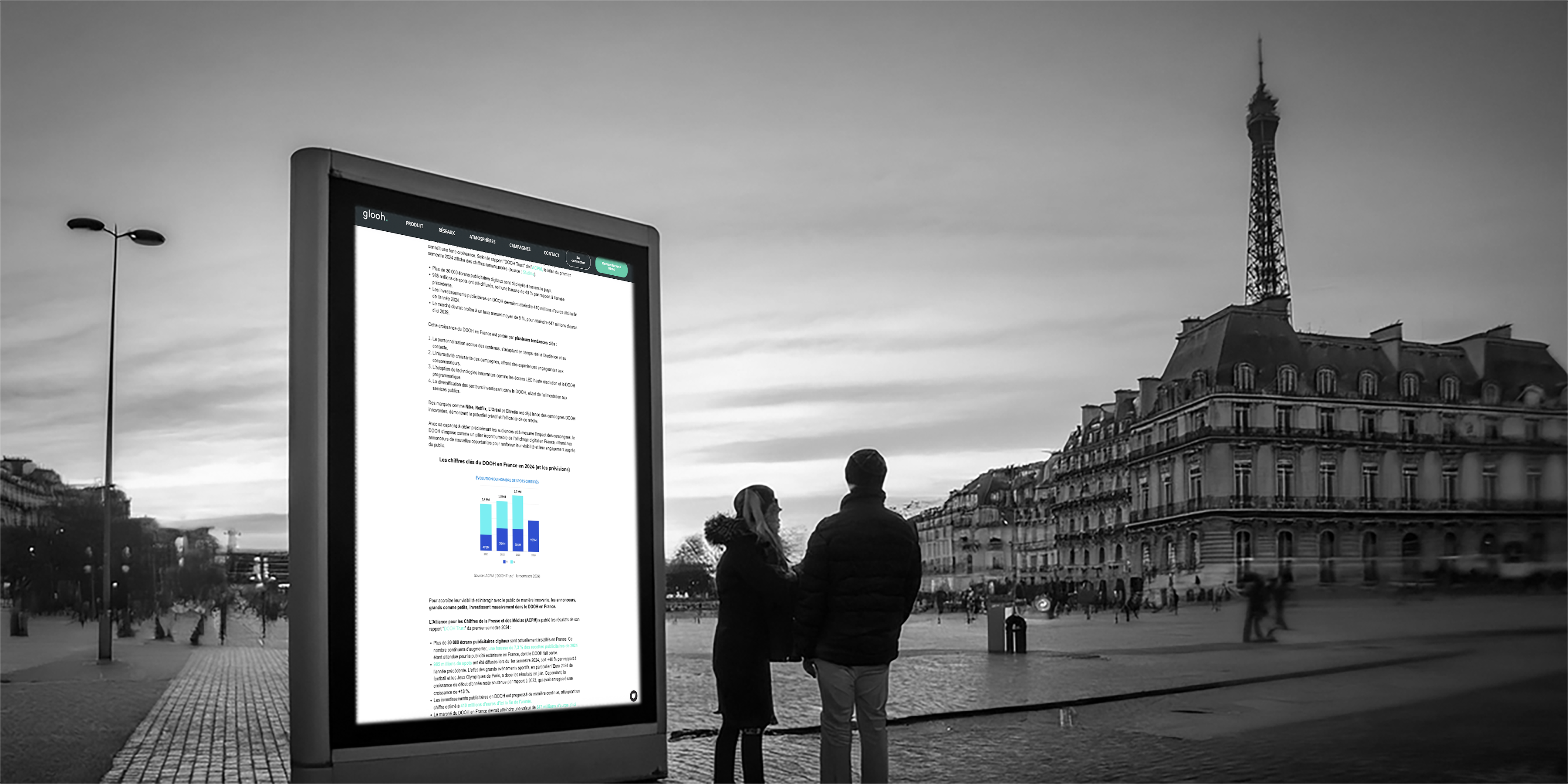 Image article DOOH en France : statistiques, tendances publicitaires et chiffres clés de l'affichage digital extérieur en 2024