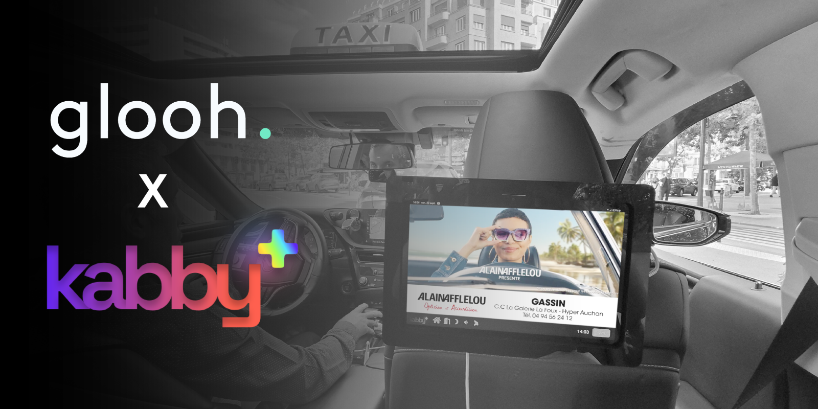 Image article Taxi and VTC advertising in Paris: your ad on digital screens with Kabby+ and glooh